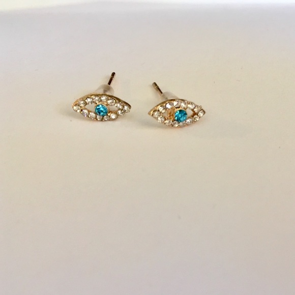 Evil Eye Minimalist Stud Earrings - Picture 3 of 8